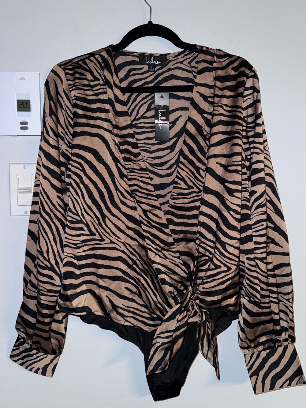 Lulu's Zebra-Print Wrap Bodysuit Blouse
